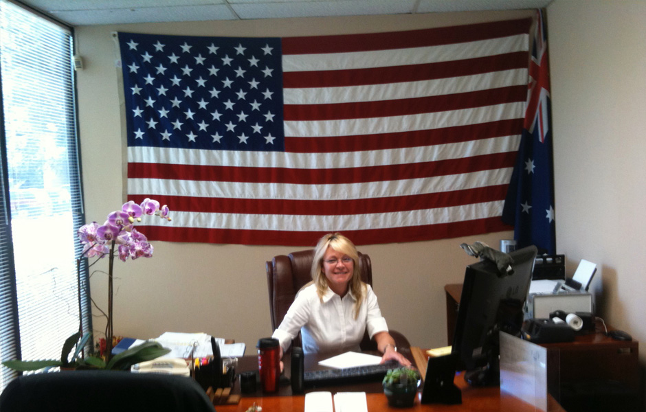 woman sitting in office